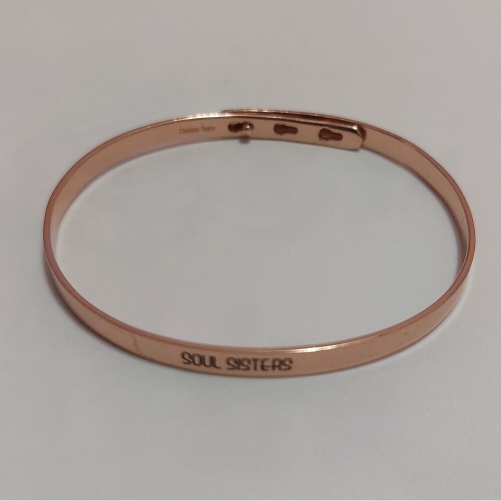 Chelsea Taylor Soul Sisters Rose Gold Adjustable Bangle Bracelet